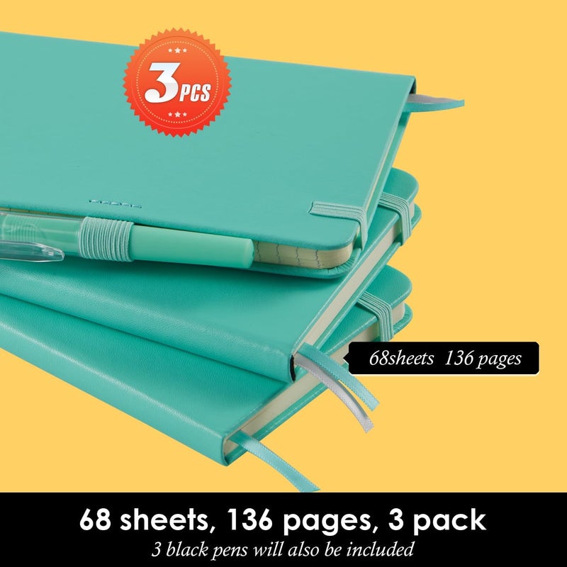 NIRMIRO 3 Pack Small Pocket Journal Notebook 3.7" x 5.7" with Pen, A6 Mini Cute Notepad for Women/Men, 408 Pages, 100Gsm Lined Paper Note Pads, Leather, Green - Image 4